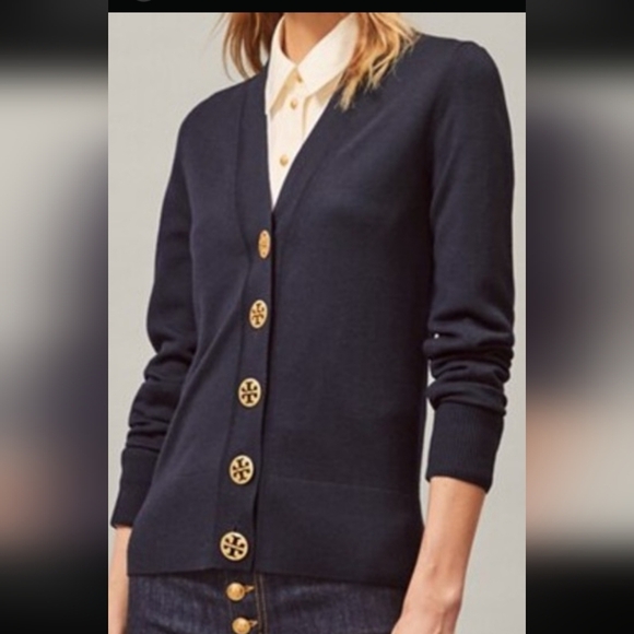 Tory Burch Sweaters - Tory Burch Dark Blue‎ Cardigan with Gold Buttons